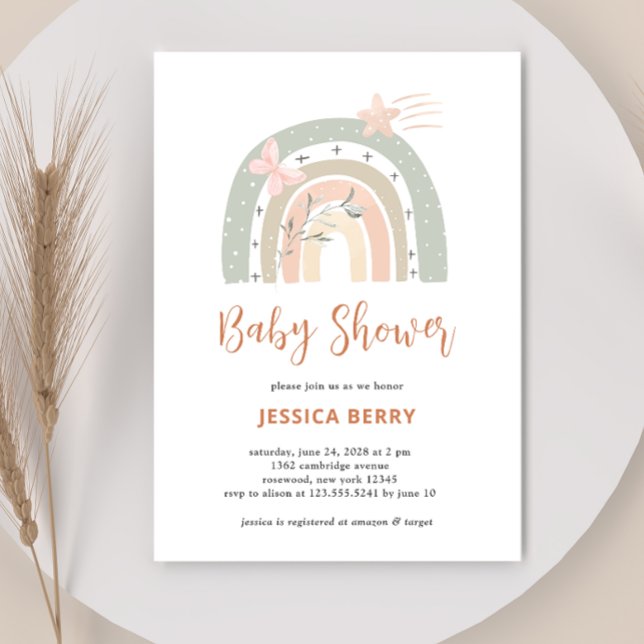 Invitación Boho Pastel Rainbow Baby Shower (Subido por el creador)