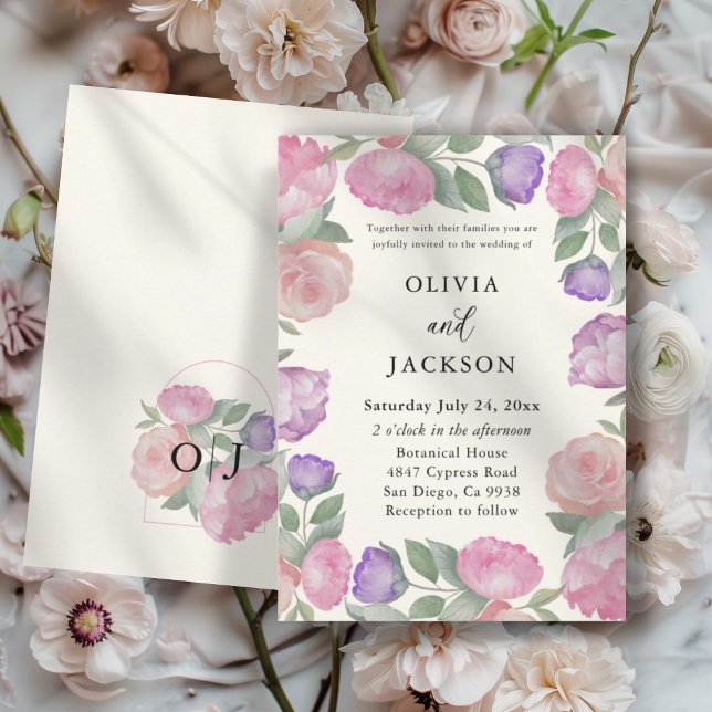 Invitación Boho Pastel Watercolor Florals Wedding (Subido por el creador)