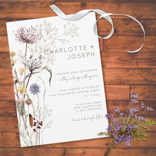 Invitación Boho Pastel Wildflowers Boda Floral Moderna (Subido por el creador)
