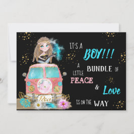 Invitación * Boho Peace & Love Hippie Car Bus Baby Boy