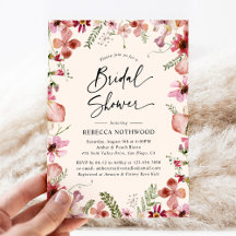 Boho Peach Peach Florals Botanical Bridal Shower