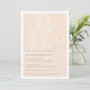 Invitación Boho Peach Rubor Marble Moderno Boda