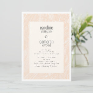 Invitación Boho Peach Rubor Marble Moderno Boda