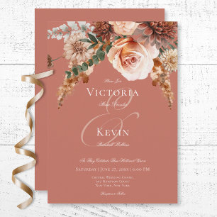 Invitación Boho Peach & Rust Flust Rust Rust Rust Boda