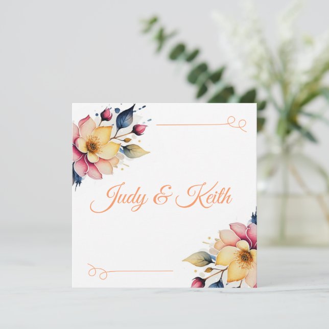 Invitación Boho Peachy Floral (Anverso de pie)