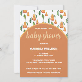 Invitación Boho Pear Watercolor Pintado A Mano