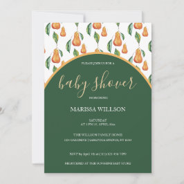 Invitación Boho Pear Watercolor Pintado A Mano