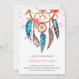 Invitación Boho peony Floral Dreamcatcher Chica Baby Shower