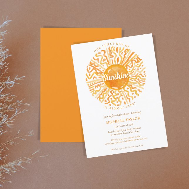 Invitación Boho Pequeño rayo de sol género neutral (Subido por el creador)