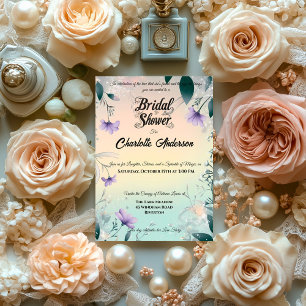 Invitación Boho Periwinkle y Silver Bridal Shower