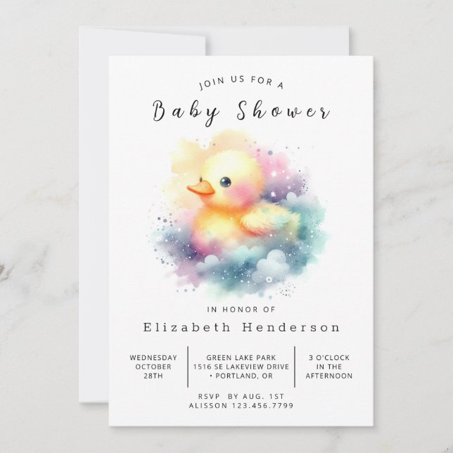 Invitación Boho Personalizado Duck Baby Shower (Anverso)