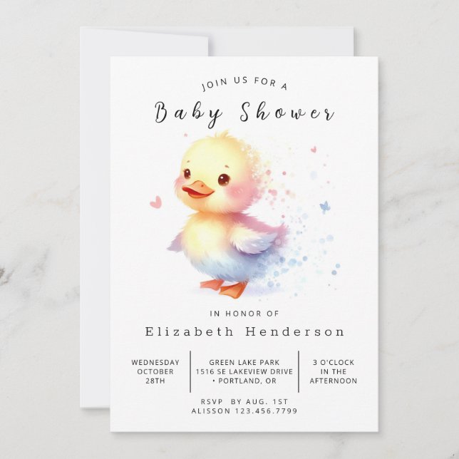Invitación Boho Personalizado Duck Baby Shower (Anverso)