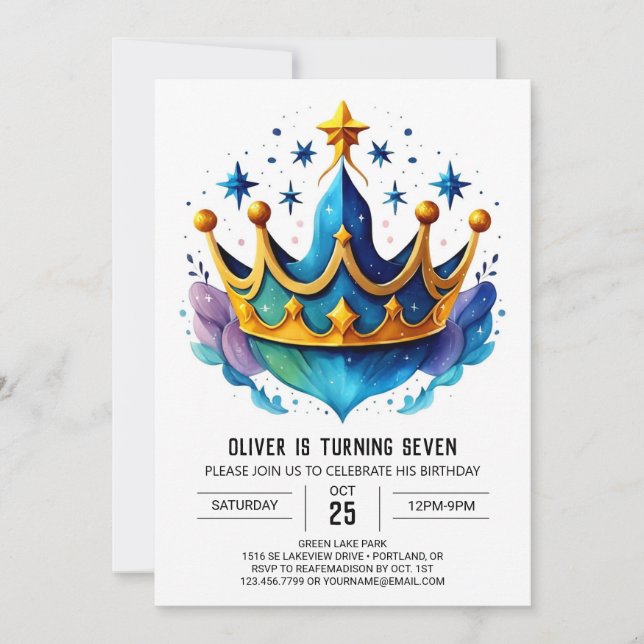 Invitación Boho Personalizado Príncipe Heredero Cumpleaños (Anverso)