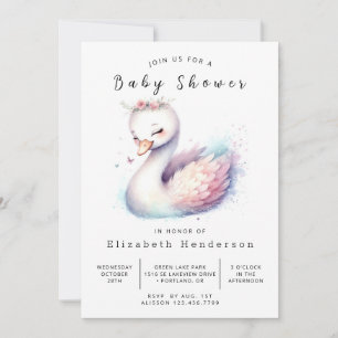 Invitación Boho Personalizado Swan Baby Shower