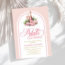 Invitación Boho petals and prosecco invite blush gold tones