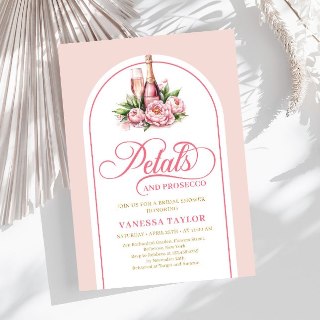 Invitación Boho petals and prosecco invite blush gold tones (Boho petals and prosecco invite blush gold tones

)