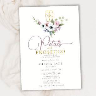 Invitación Boho Petals Prosecco Anemones Ducha Nodal