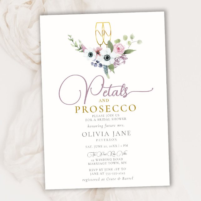 Invitación Boho Petals Prosecco Anemones Ducha Nodal (Subido por el creador)