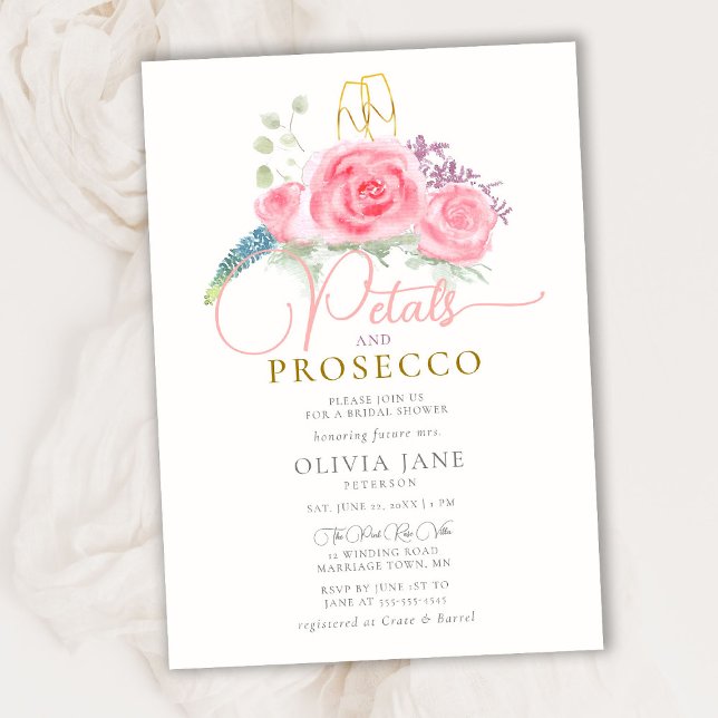 Invitación Boho Petals Prosecco Rosa Coral Oro Ducha (Subido por el creador)