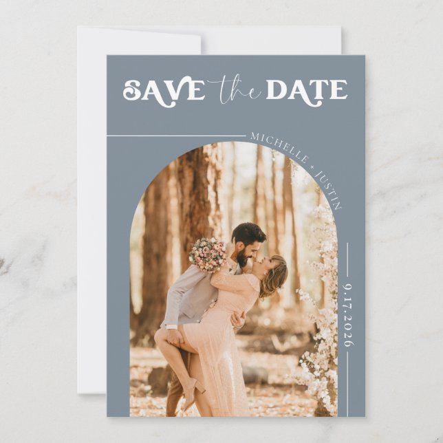 Invitación Boho Photo | Modern Save the Date  (Anverso)