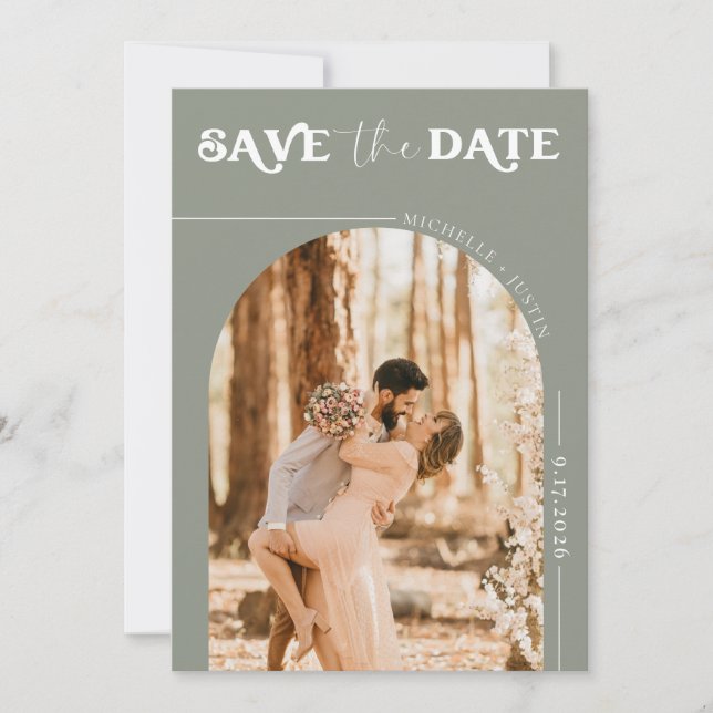 Invitación Boho Photo | Modern Save the Date  (Anverso)