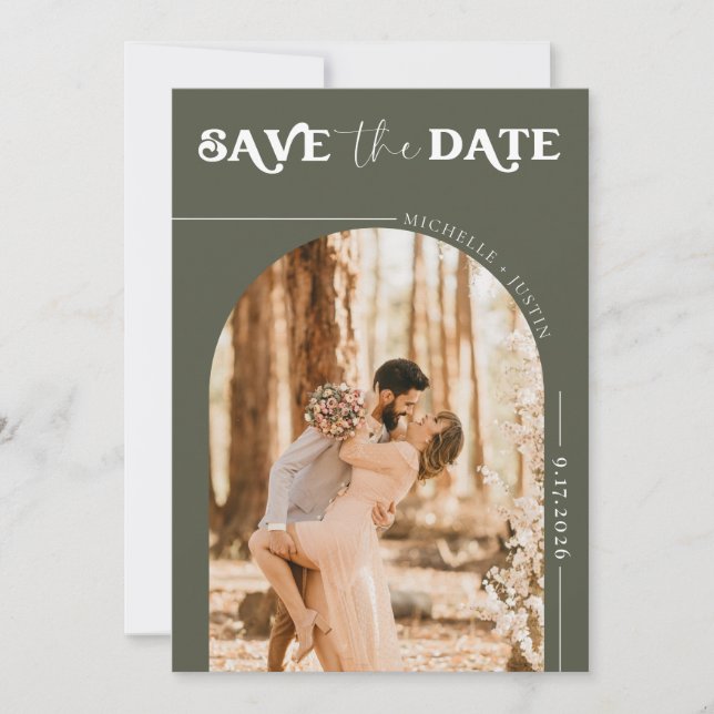 Invitación Boho Photo | Modern Save the Date en español (Anverso)