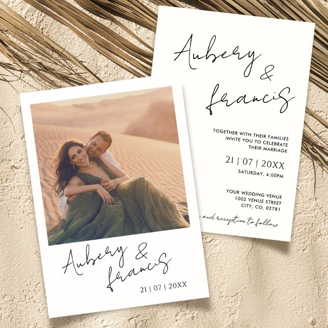Invitación Boho Photo Wedding invita a escritura Minimalista  (Subido por el creador)