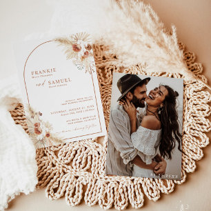 Invitación Boho Photo Wedding Invita a la Grasa Terracotta Pa
