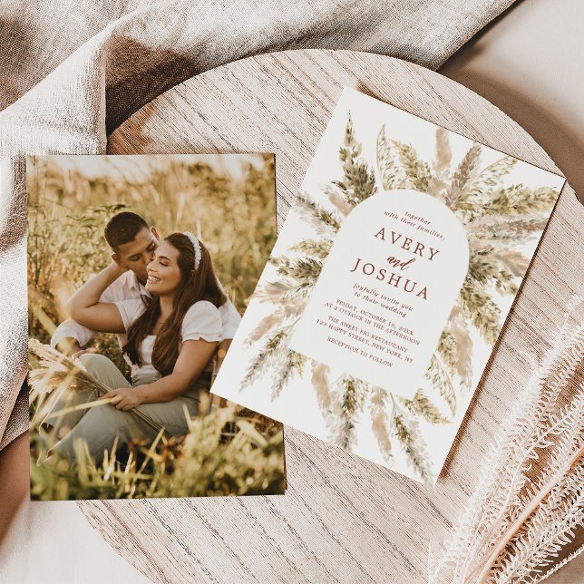 Invitación Boho Photo Wedding Invita a la Grasa Terracotta Pa (Subido por el creador)