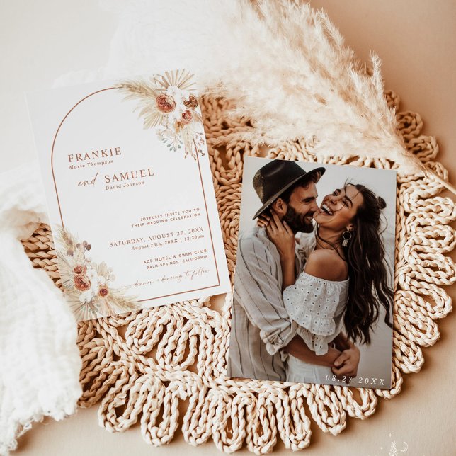 Invitación Boho Photo Wedding Invita a la Grasa Terracotta Pa (Subido por el creador)