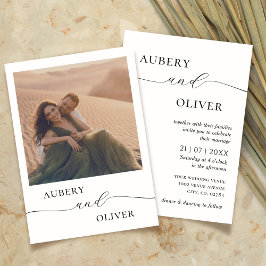 Invitación Boho Photo Wedding Invitan a un elegante guión mod