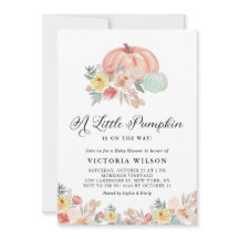 Boho Pink and Blue Pumpkins Autumn Baby Shower