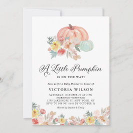 Invitación Boho Pink and Blue Pumpkins Autumn Baby Shower