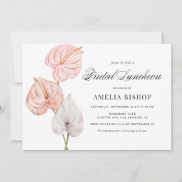 Invitación Boho Pink Anthuriums Tropical Bridal Luncheon