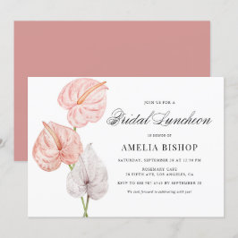 Invitación Boho Pink Anthuriums Tropical Bridal Luncheon