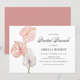Invitación Boho Pink Anthuriums Tropical Floral Bridal Brunch