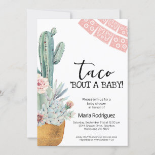 Invitación Boho Pink Cactus Taco Bout A Baby Shower