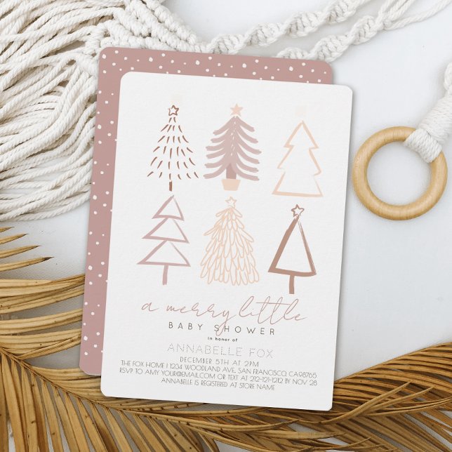 Invitación Boho Pink Christmas Treys Merry Little Baby Shower (Subido por el creador)