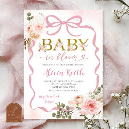 Invitación Boho Pink Coquette Pampas Grass Baby Shower Baby i