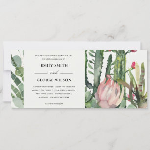 INVITACIÓN BOHO PINK FLORAL CACTI FAUNA BODA DE COLOR DE AGUA