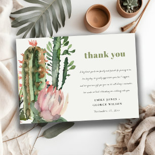 INVITACIÓN BOHO PINK FLORAL CACTI FOLIAGE BODA GRACIAS