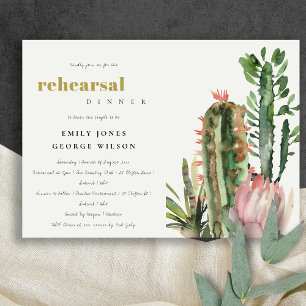INVITACIÓN BOHO PINK FLORAL CACTI FOLIAGE REHEARSAL CENA