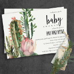 INVITACIÓN BOHO PINK FLORAL DESERT CACTI FOLIAGE BABY SHOWER<br><div class="desc">Una colección perfecta para aquellos que buscan un tema de cactus vibrante, bien hecho y elegante. Los diseños de cactus y follaje suculentos están pintados a mano en acuarela. Personalízalo con su nombre, la fecha de su boda y asegúrese de incluir un mensaje especial. Muchos diseños de los que elegir...</div>