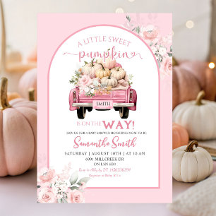 Invitación Boho Pink Floral Sweet Pumpkin Truck Baby Shower