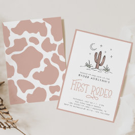Invitación Boho Pink Modern Chicas Primer Rodeo Primer Cumple