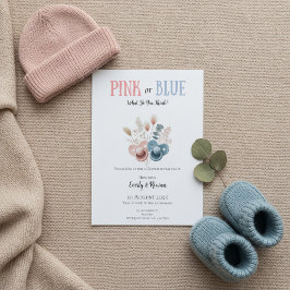 Invitación Boho Pink or Blue Gender Reveal