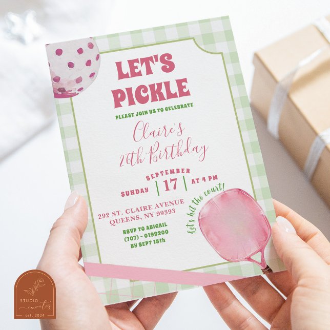 Invitación Boho Pink Preppy Pickleball Chica Cumpleaños Party (Subido por el creador)