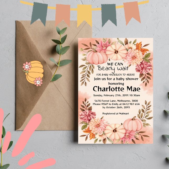 Invitación Boho Pink Pumpkin Baby Shower (Subido por el creador)