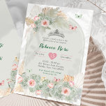 Invitación Boho Pink Sage Green Crown Royal Quinceañera<br><div class="desc">Invitación a la Quinceañera de la Corona Real Boho Pink Sage Green</div>