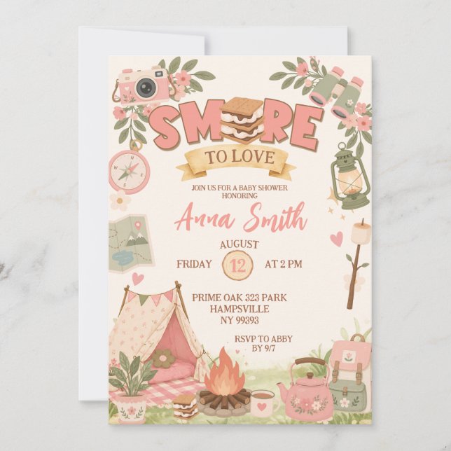 Invitación Boho Pink Smore To Love Fiesta de Bebé (Anverso)